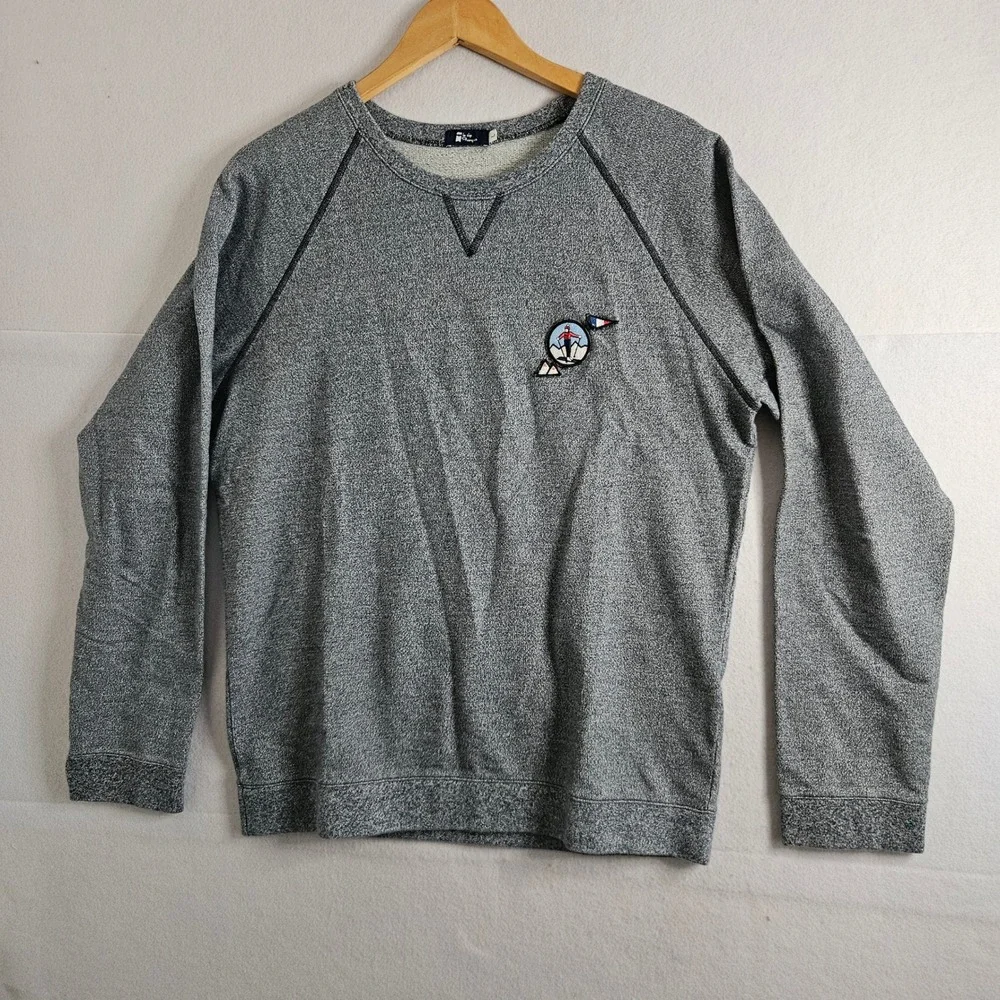 Le Slip Francais Mens Grey Cotton Skier Patch Sweatshirt Made in France Large